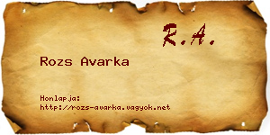 Rozs Avarka névjegykártya